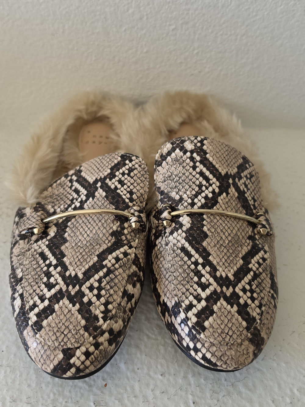 A New Day Rebe Leopard Print Faux Fur Mules-Size 7